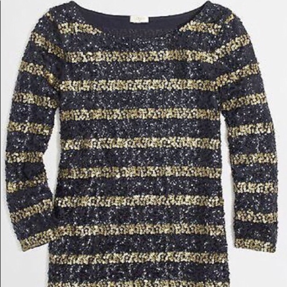 J. Crew Blue and Gold Sequin Top